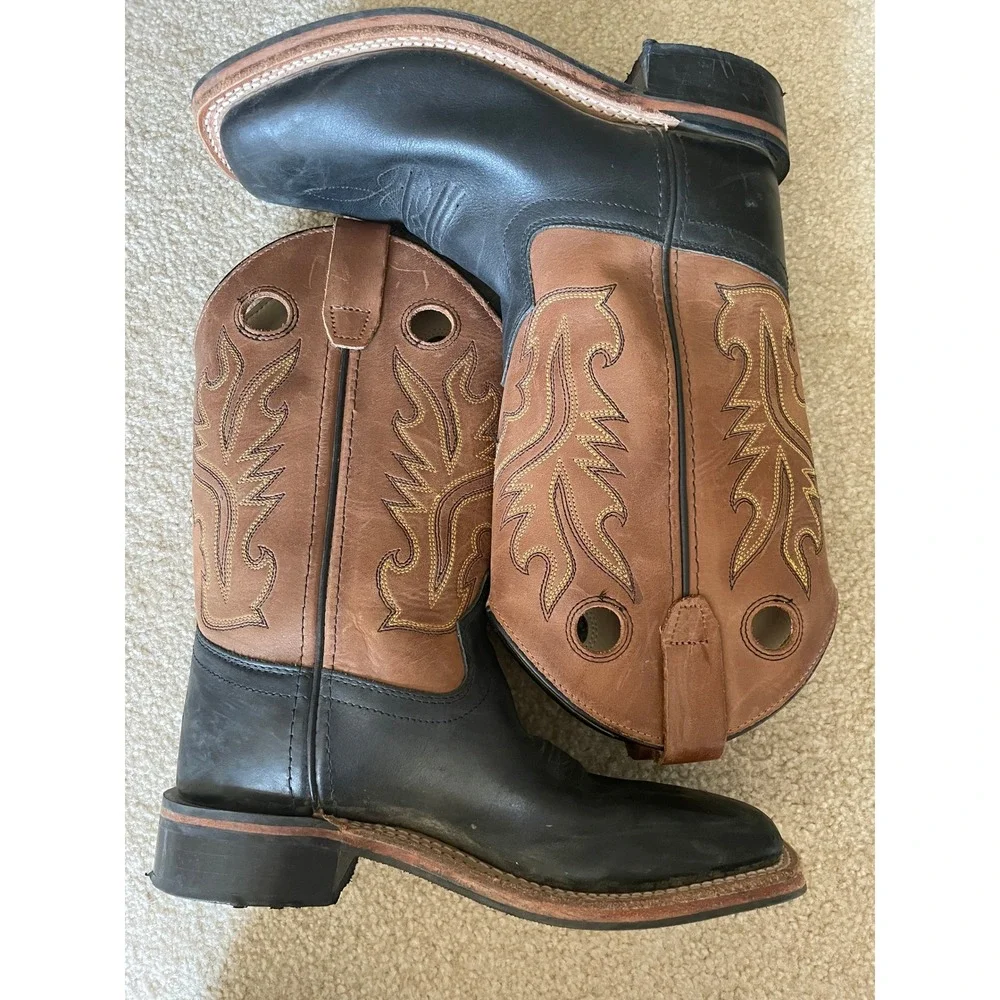 Cody James Black Brown Leather Western Cowboy Boots Size 3.0 D Kids, Women's 5